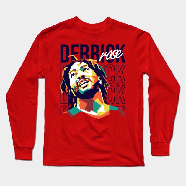 Derrick Rose on WPAP art 1 Long Sleeve T-Shirt by pentaShop